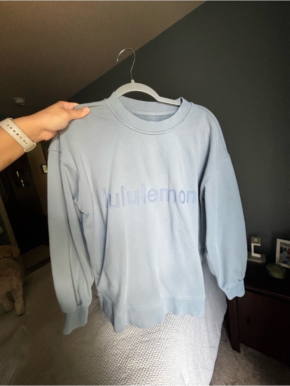 lululemon athletica Light Blue Crewneck Sweatshirt with Tonal Logo